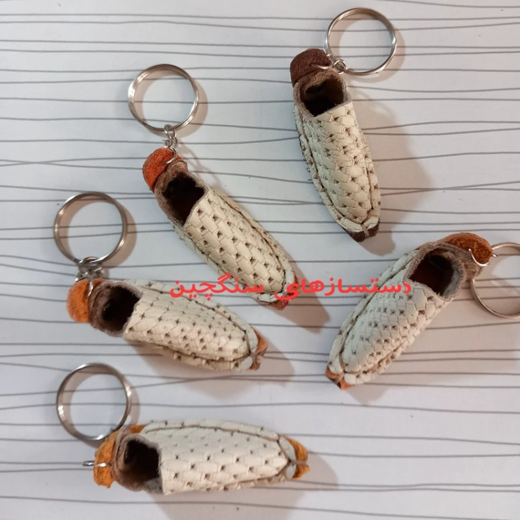 بسته 5 عددی جاکلیدی گیوه چرم طبیعی جاکلیدی کفش